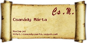 Csanády Márta névjegykártya
